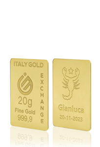 Lingotto Oro 24Kt da 20 gr. segno zodiacale Scorpione  - Idea Regalo Segni Zodiacali - IGE: Italy Gold Exchange